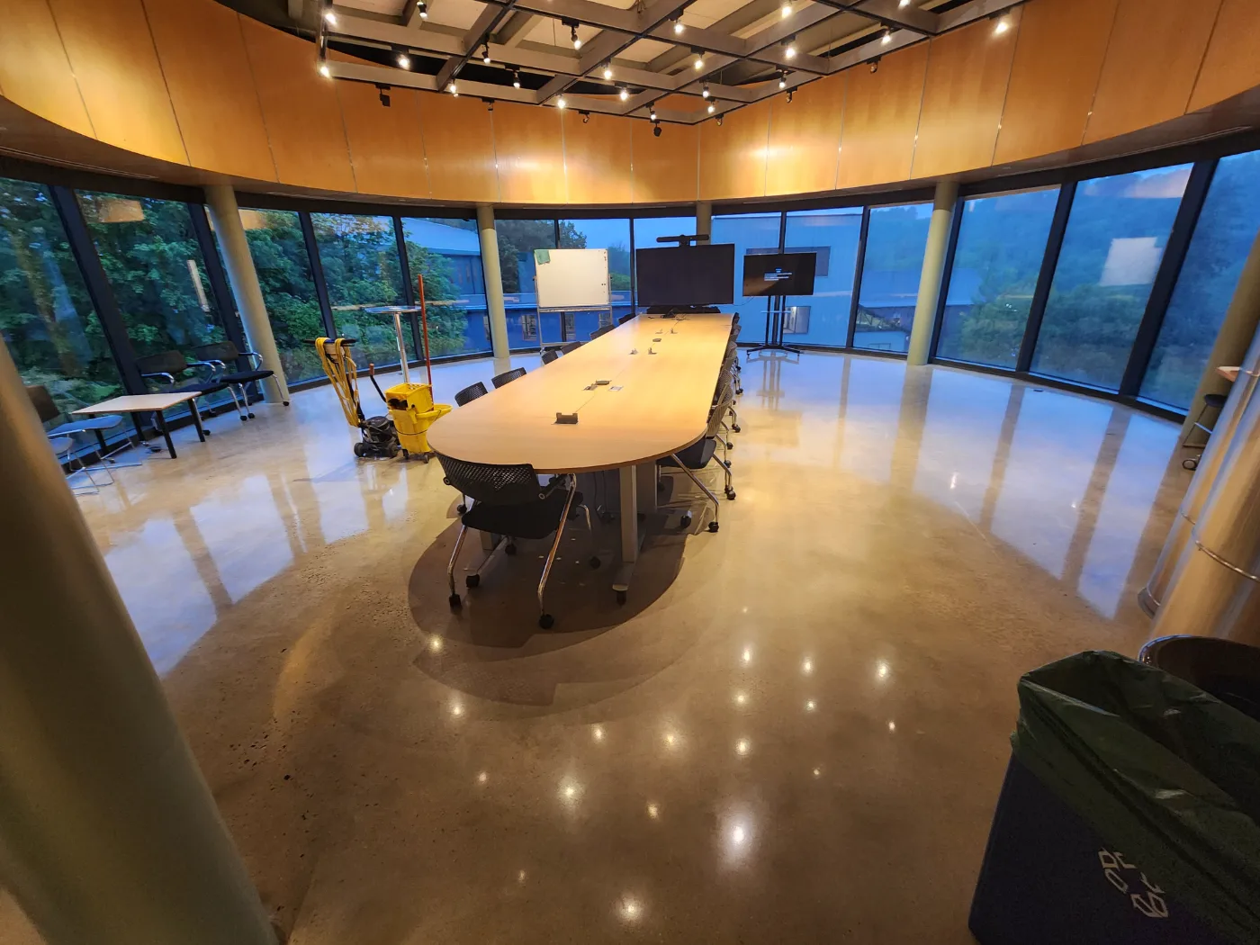 Conference room floors polished to a high shine