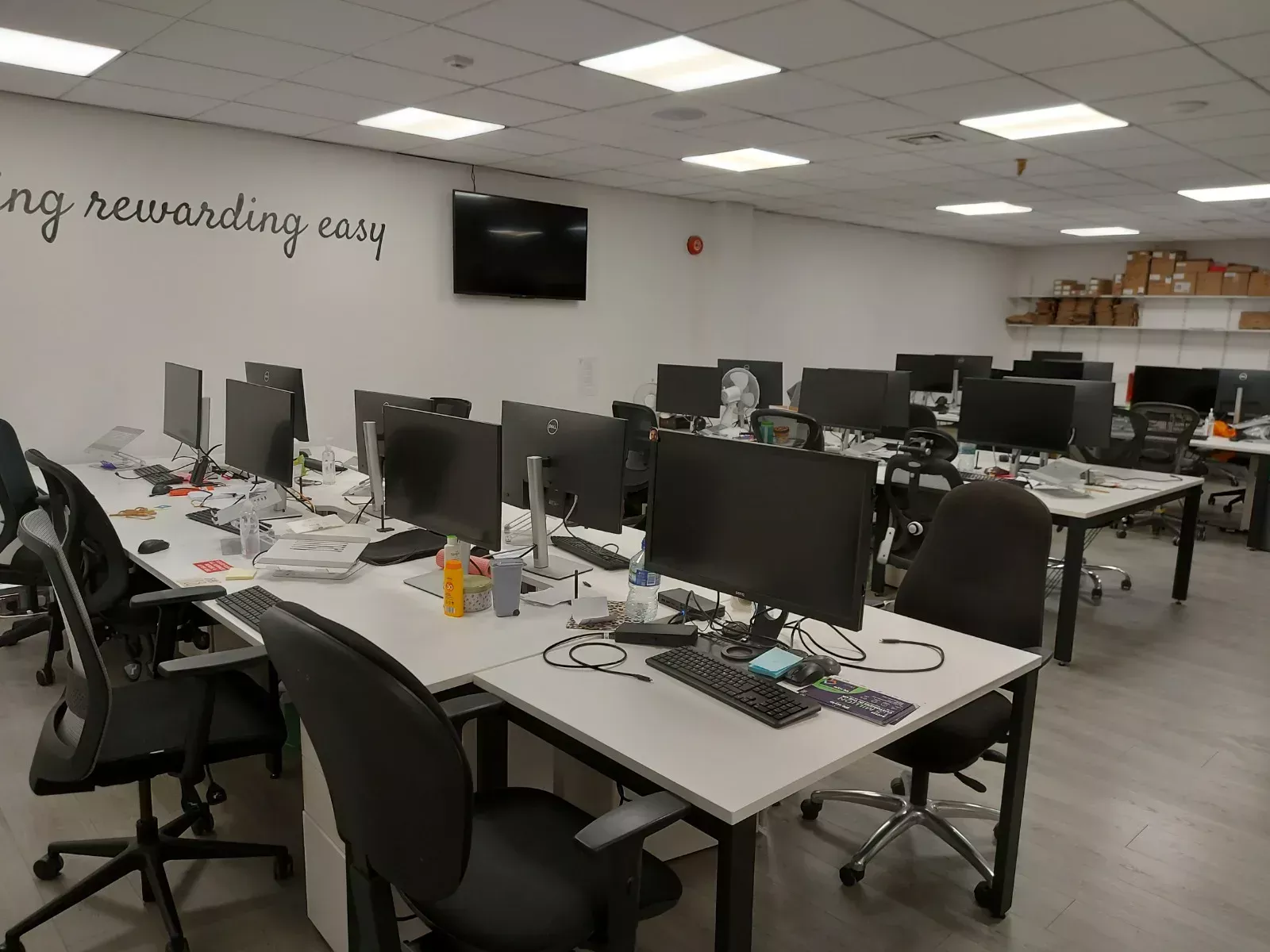 Open-plan office desks cleaned by Ren's Cleaning Services
