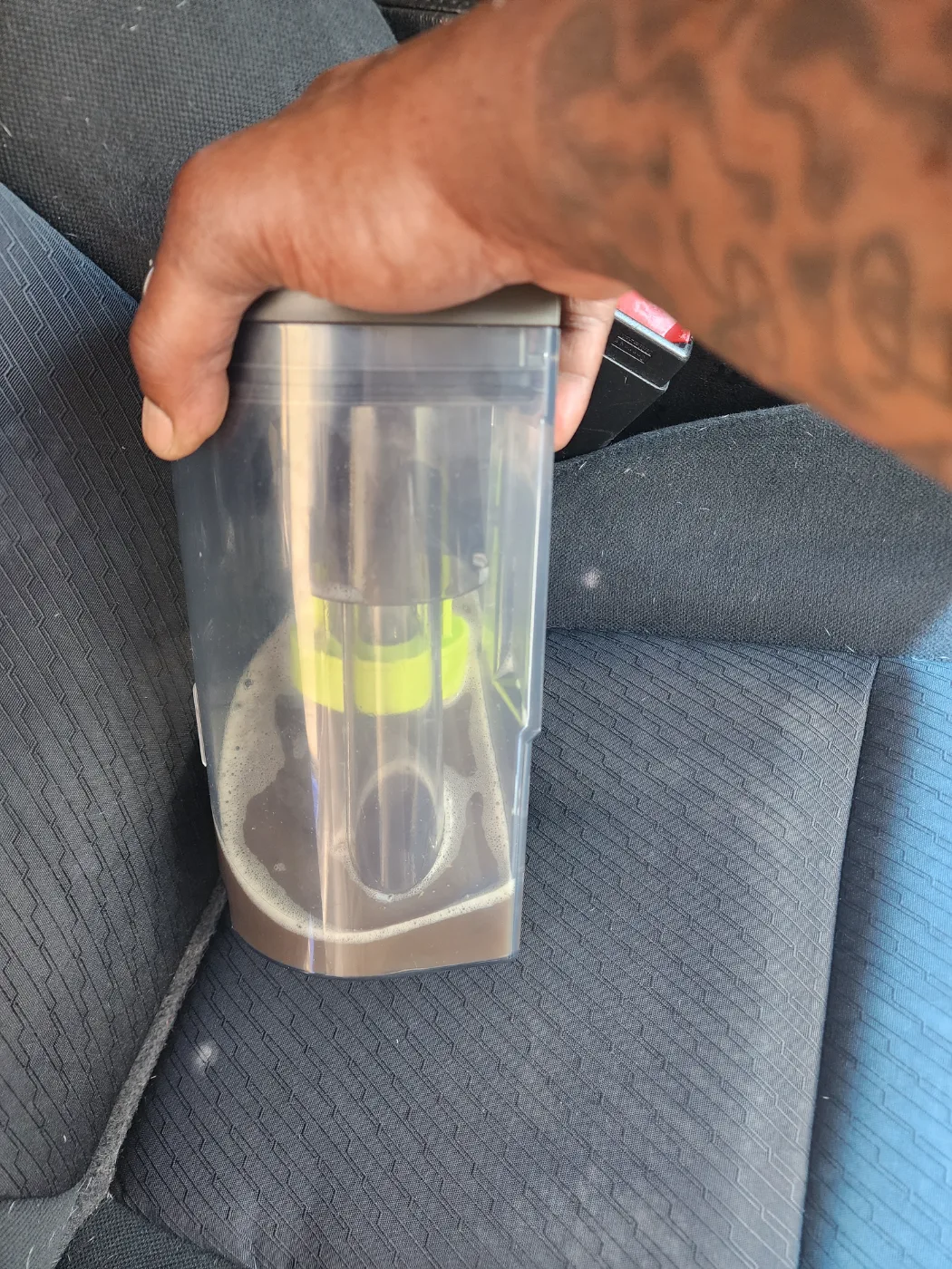 Dirty water pulled out during a deep extraction clean